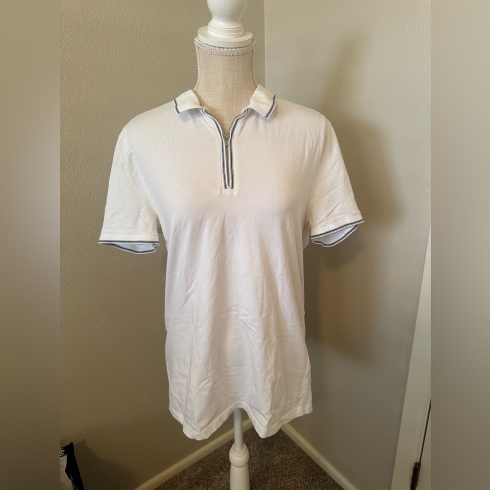 EXPRESS Men’s White zipper Polo Sz M